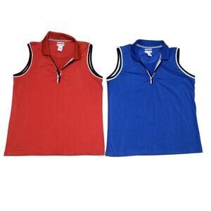 Izod XFG Cool FX Womens Medium Collared Breathable Tank Top Golf Tennis Lot of 2